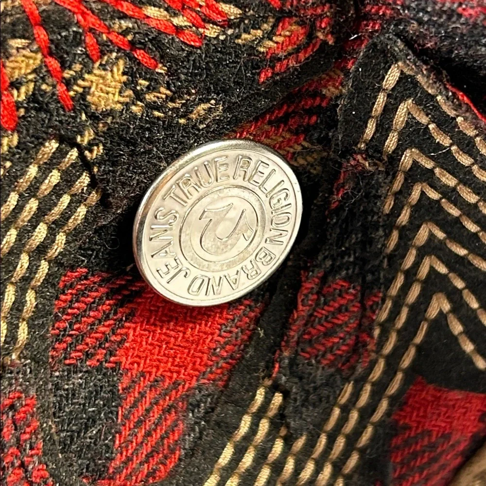 True Religion plaid winter hat with ear covers